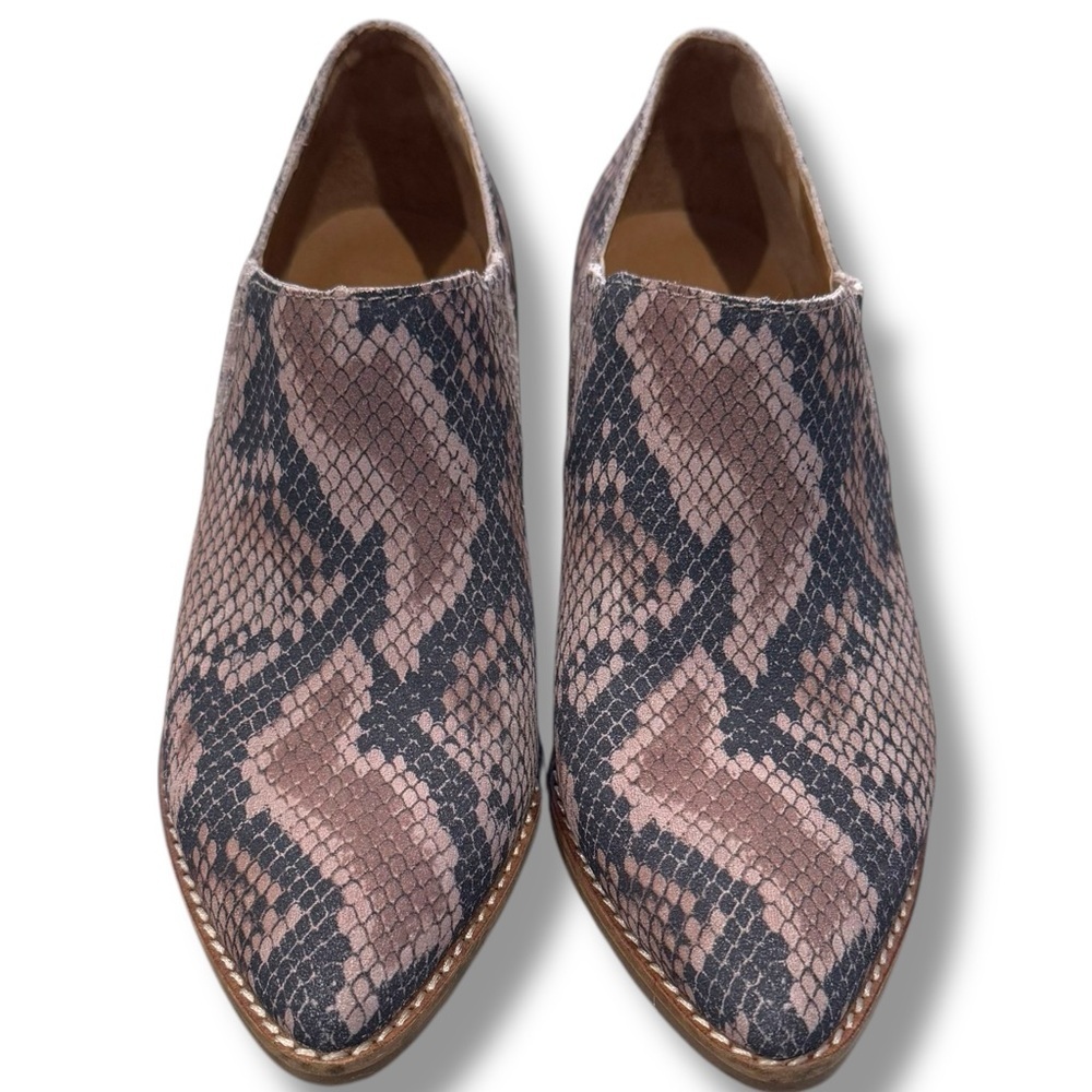 New Lucky Brand Size 6.5 Tresee Snake Print Suede Pull On Western Style Bootie